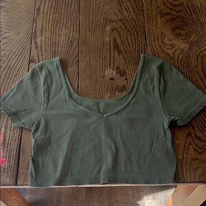 Women's Green Ribbed Top